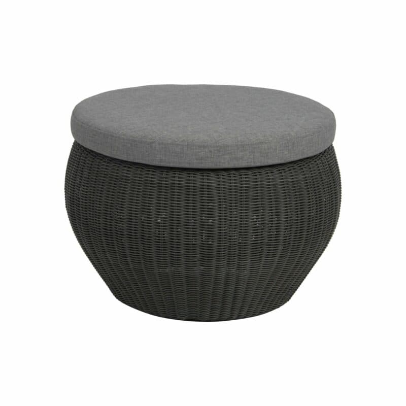 Stern Beistelltisch/Hocker "Anny", Gestell Aluminium, Geflecht basaltgrau, Kissen seidengrau