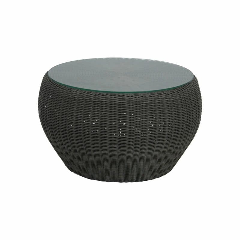 Stern Beistelltisch/Hocker "Anny", Gestell Aluminium, Geflecht basaltgrau, inkl. Glasplatte