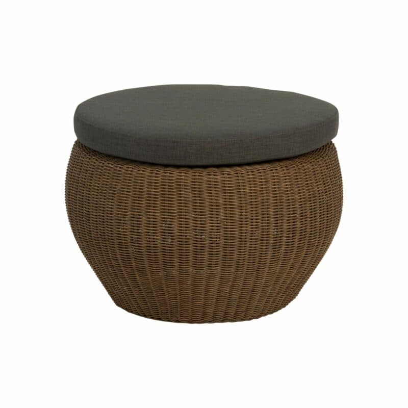 Stern Beistelltisch/Hocker "Anny", Gestell Aluminium, Geflecht zimt, Kissen rehbraun