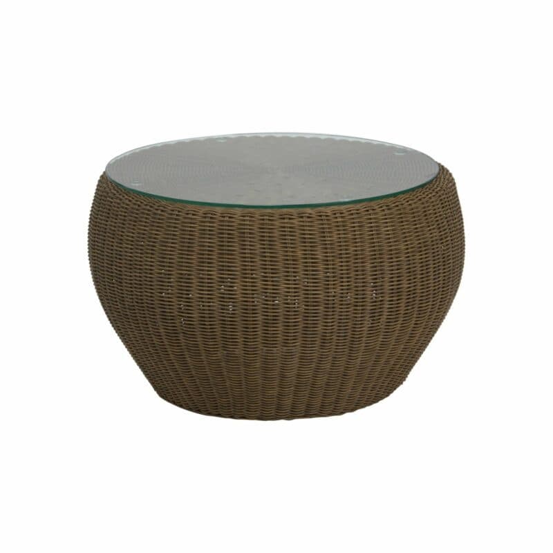 Stern Beistelltisch/Hocker "Anny", Gestell Aluminium, Geflecht zimt, inkl. Glasplatte