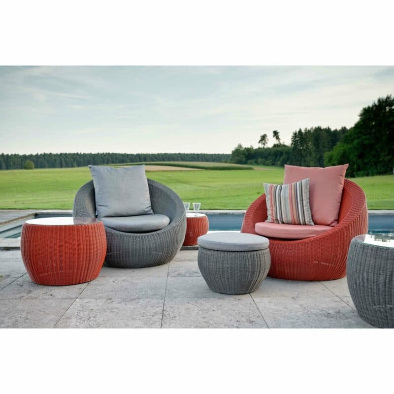 Stern Loungesessel "Anny", Gestell Aluminium, Sitzfläche Geflecht, Kissen 100% Polyacryl