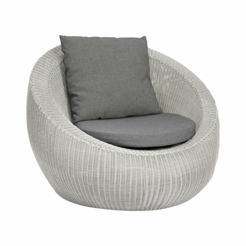 Stern Loungesessel "Anny", Gestell Aluminium, Geflecht Vintage weiß, Kissen seidengrau