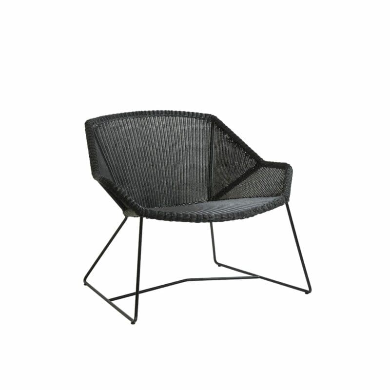 Loungesessel "Breeze" von Cane-line, Stahlgestell schwarz, Polyrattan-Geflecht schwarz