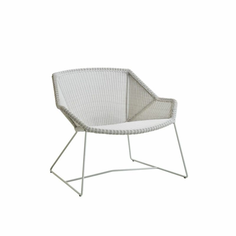 Loungesessel "Breeze" von Cane-line, Stahlgestell weiß, Polyrattan-Geflecht weiß-grau