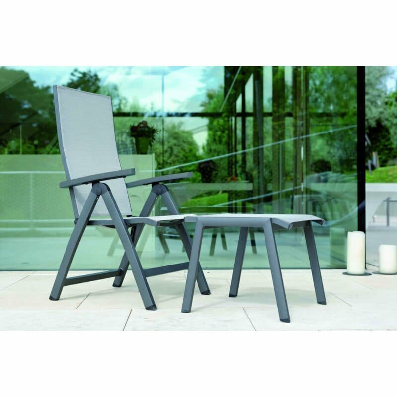 Stern Gartenhocker "Allround", Gestell Aluminium anthrazit, Textilgewebe silber