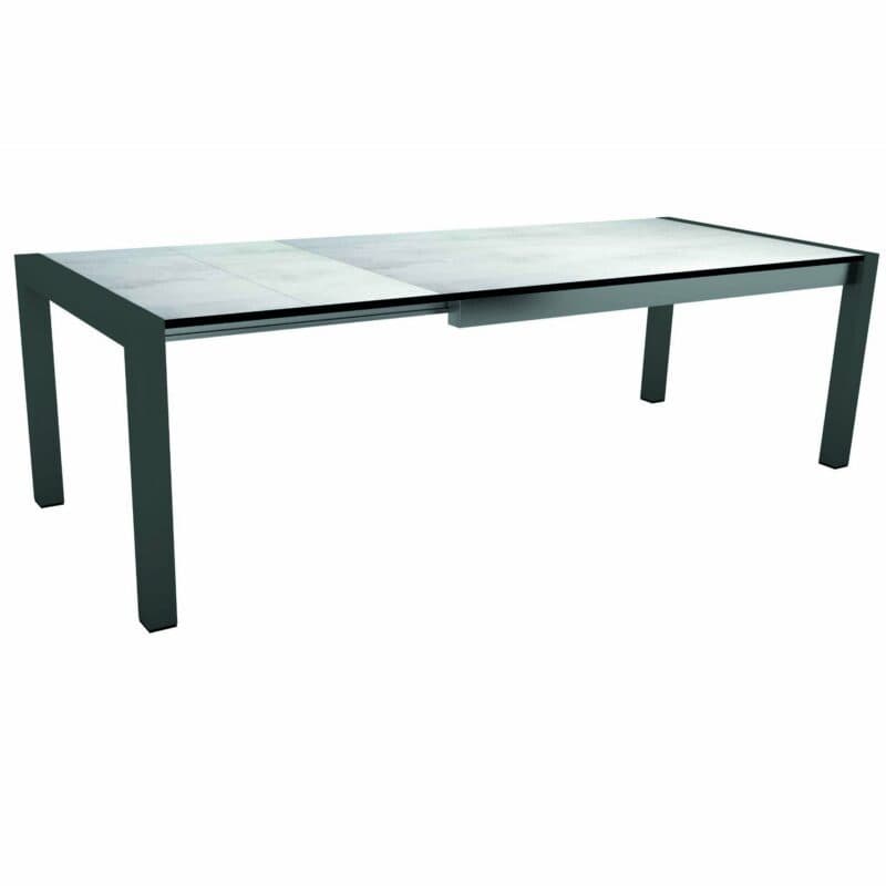 Stern Ausziehtisch "Standard", Gestell Aluminium anthrazit, Tischplatte HPL Zement hell
