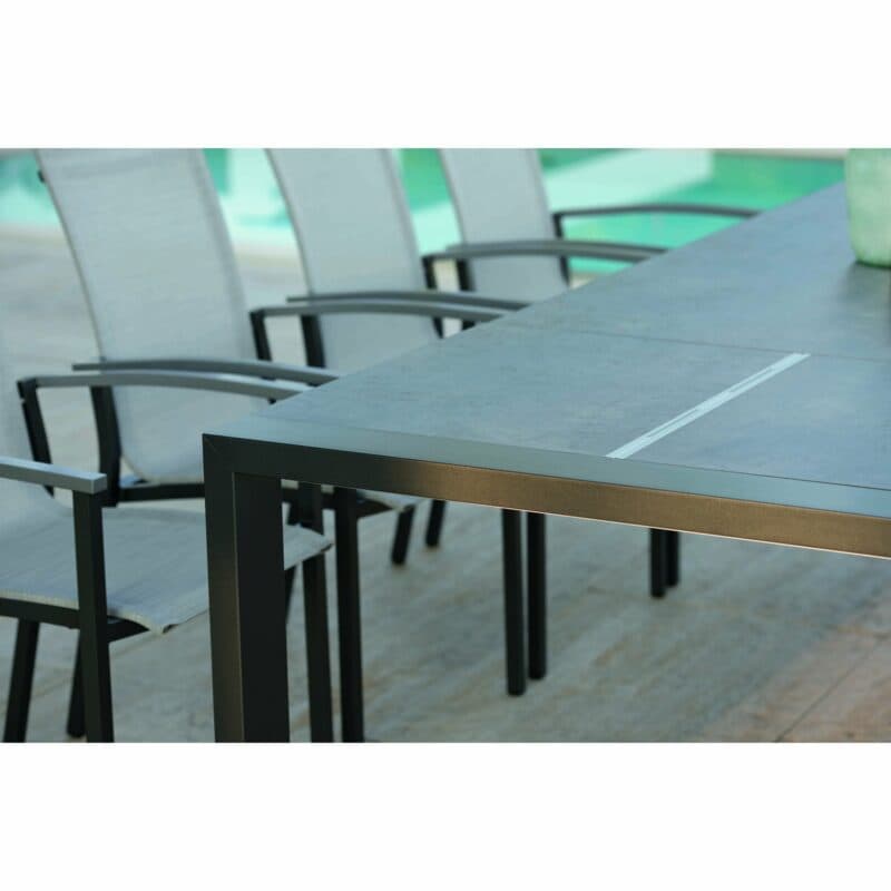 Stern Gartentisch "Select" Butterfly-Auszug, Gestell Aluminium anthrazit, Tischplatte HPL Zement