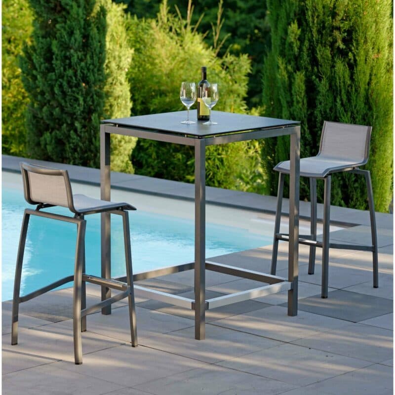 Stern Bartisch, Gestell Aluminium anthrazit, Tischplatte HPL Zement