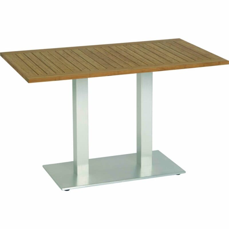 Stern "Mailand" Bistrotisch, Gestell Aluminium in Edelstahloptik, Tischplatte Teak