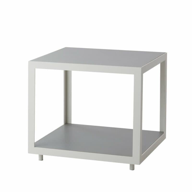 Cane-line Loungetisch "Level" 48 x 48 cm, Gestell Aluminium weiß, Tischplatte Keramik hellgrau