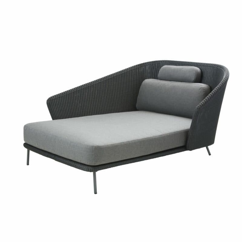 Cane-line "Mega" Daybed rechts, Geflecht graphit, SoftTouch- oder AirTouch-Kissen grau