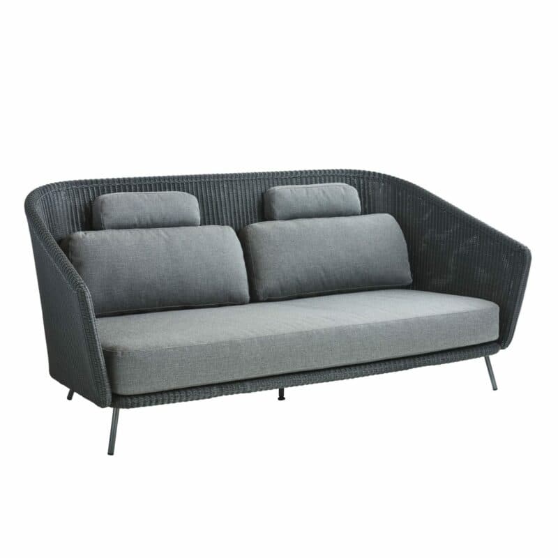 Cane-line "Mega" Loungesofa, Geflecht graphit, SoftTouch- oder AirTouch-Kissen grau