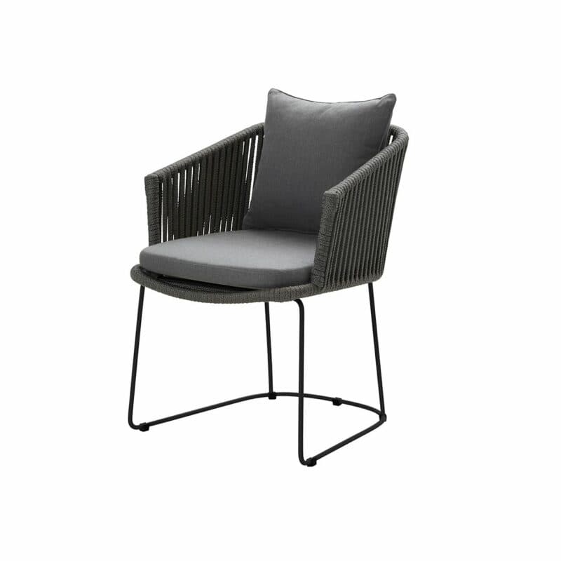 Cane-line Gartenstuhl "Moments", Rope dunkelgrau, mit grauen Kissen