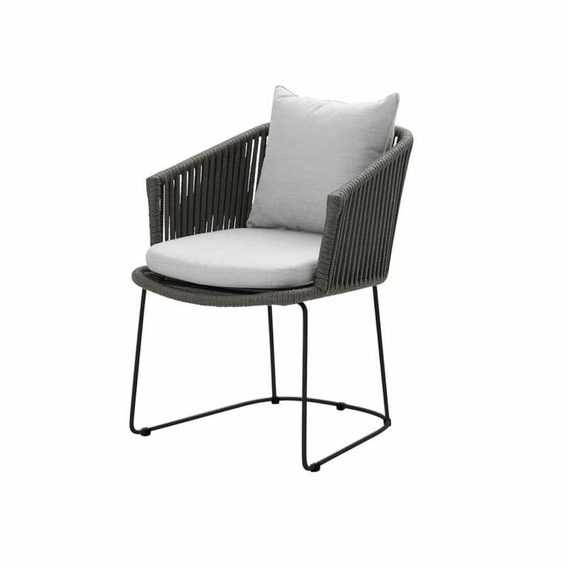 Cane-line Gartenstuhl "Moments", Rope dunkelgrau, mit hellgrauen Kissen