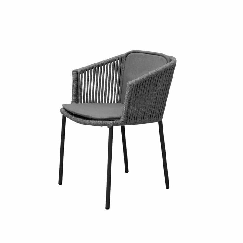 Cane-line Stapelstuhl "Moments", Rope dunkelgrau, mit Sitz- und Rückenkissen grau
