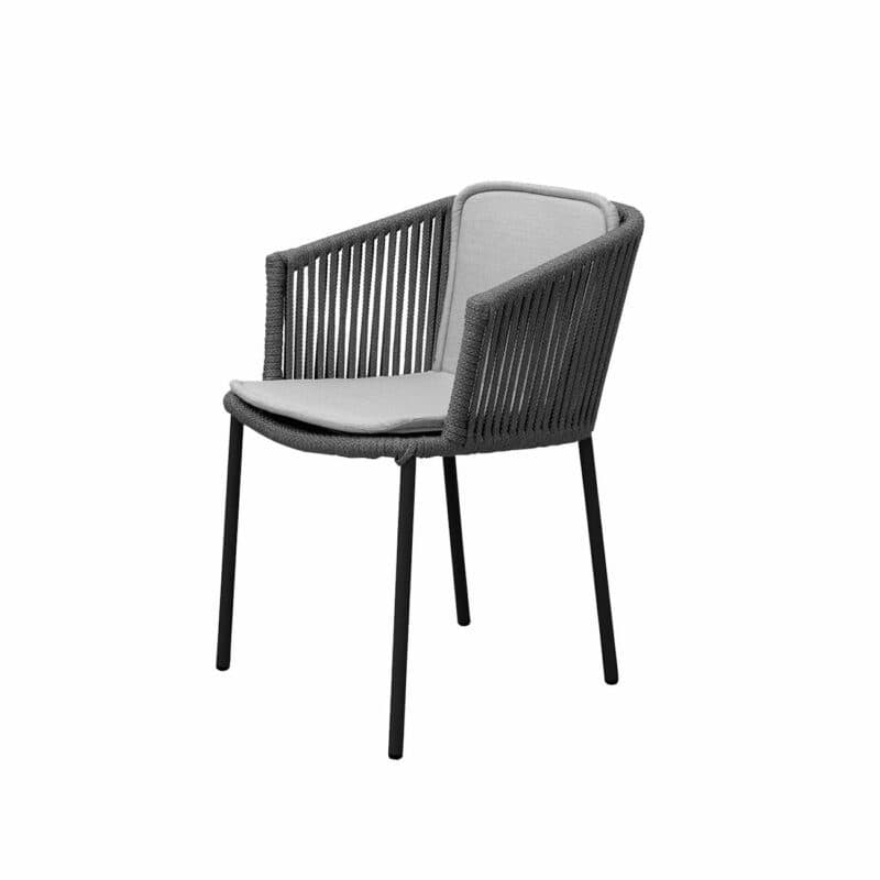 Cane-line Stapelstuhl "Moments", Rope dunkelgrau, mit Sitz- und Rückenkissen hellgrau