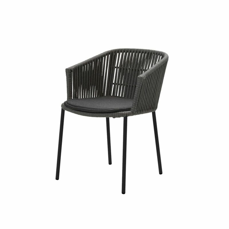 Cane-line Stapelstuhl "Moments", Rope dunkelgrau, mit Sitzkissen schwarz