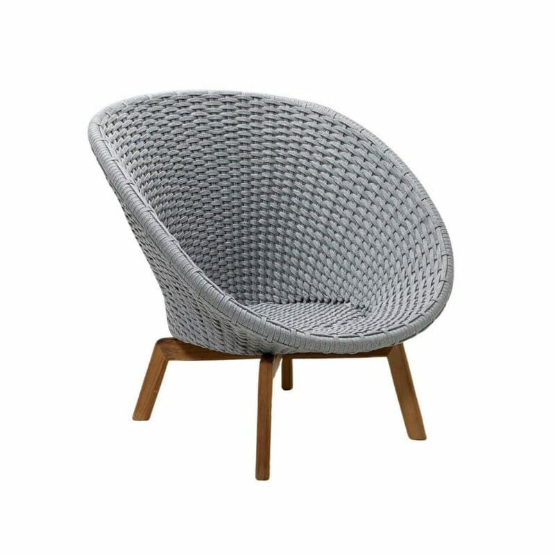 Cane-line Gartensessel "Peacock", Gestell Teakholz, Soft Rope hellgrau