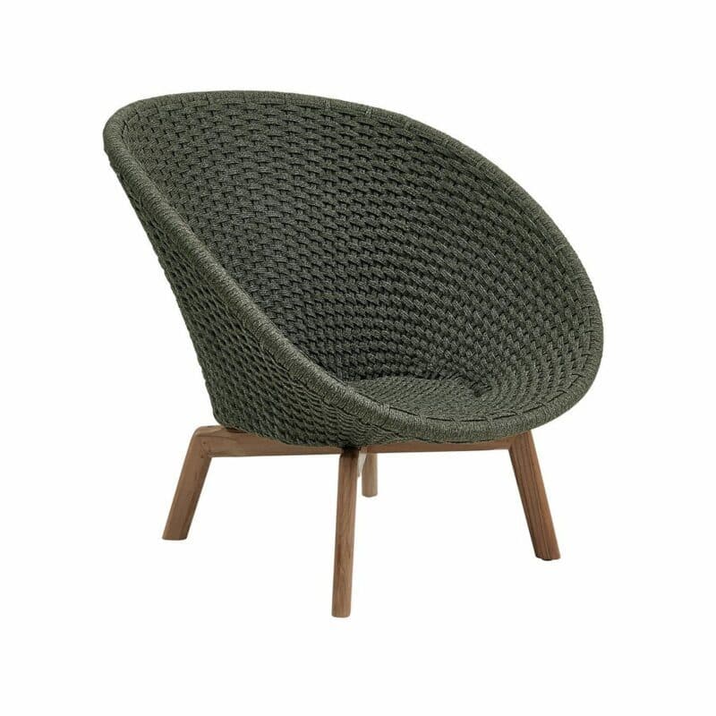 Cane-line "Peacock" Loungesessel, Gestell Teakholz, Soft Rope dunkelgrün
