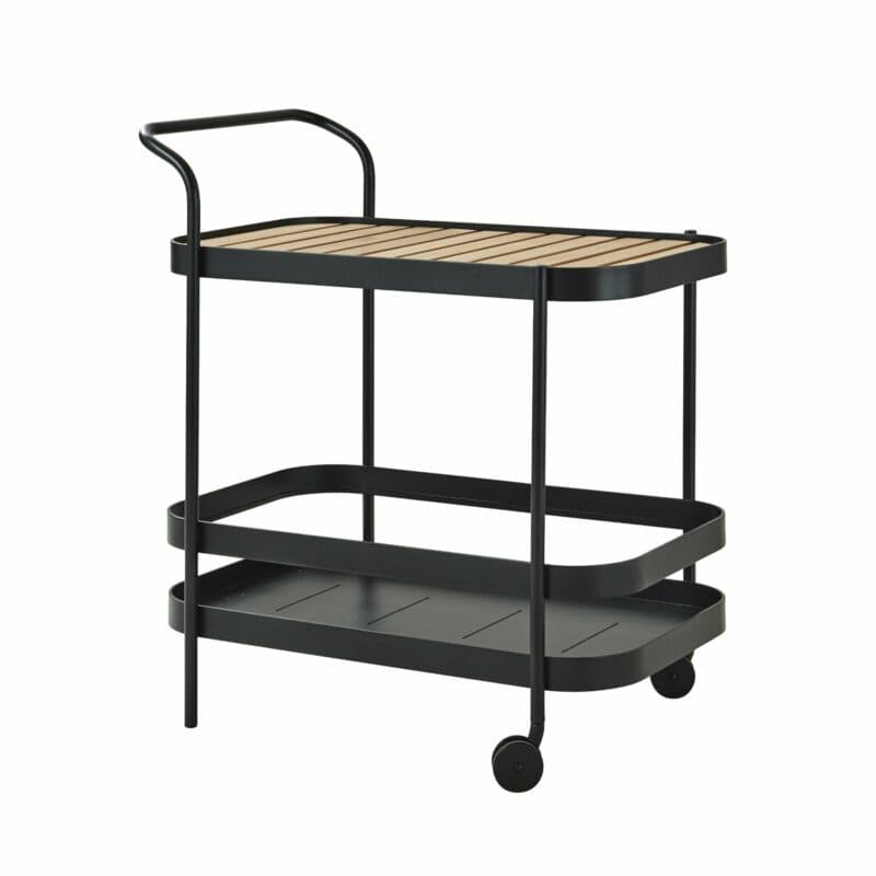 Cane-line "Roll" Teewagen, Aluminium lavagrau mit abnehmbarer Teakplatte