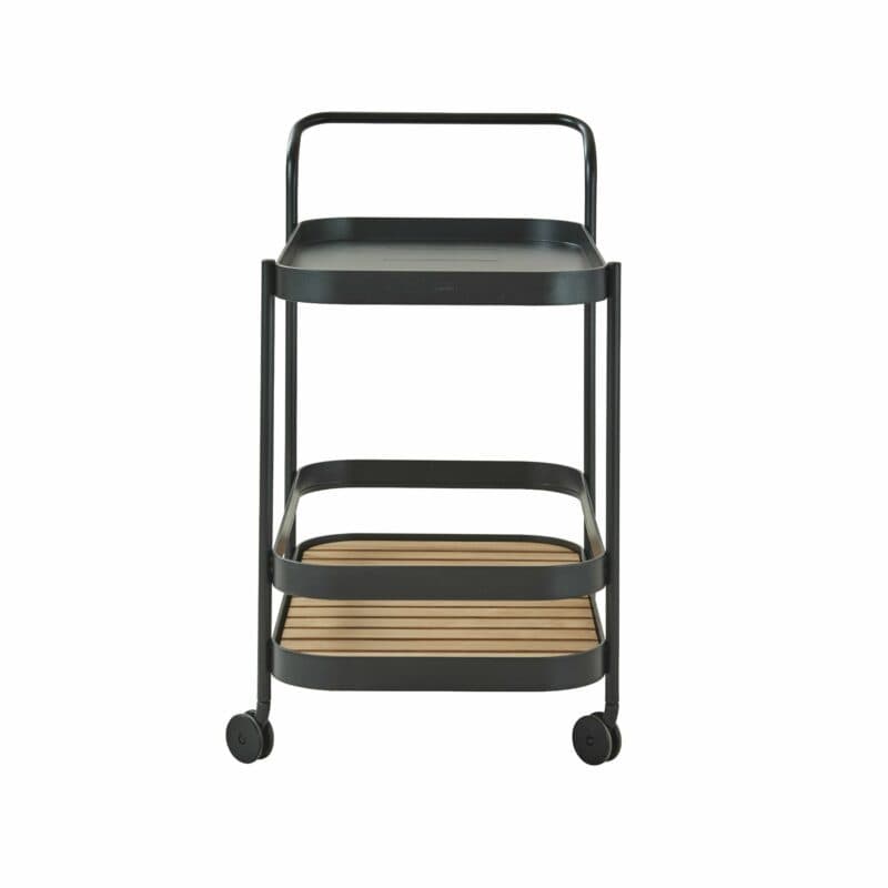 Cane-line "Roll" Teewagen, Aluminium lavagrau mit abnehmbarer Teakplatte