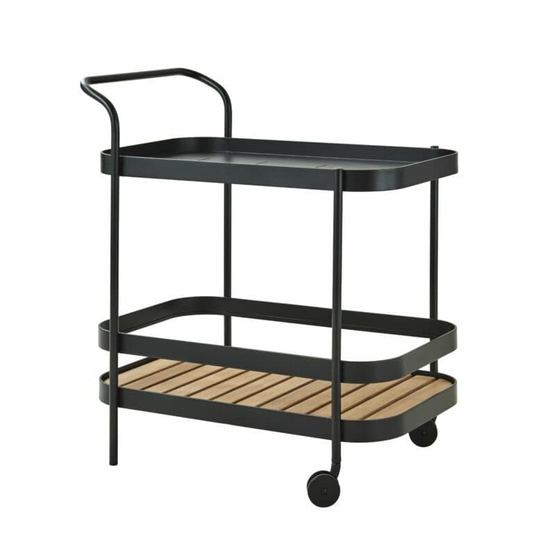 Cane-line "Roll" Teewagen, Aluminium lavagrau mit abnehmbarer Teakplatte