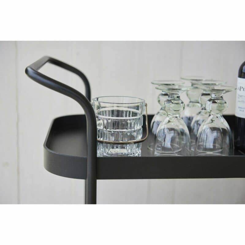 Cane-line "Roll" Teewagen, Aluminium lavagrau mit abnehmbarer Teakplatte