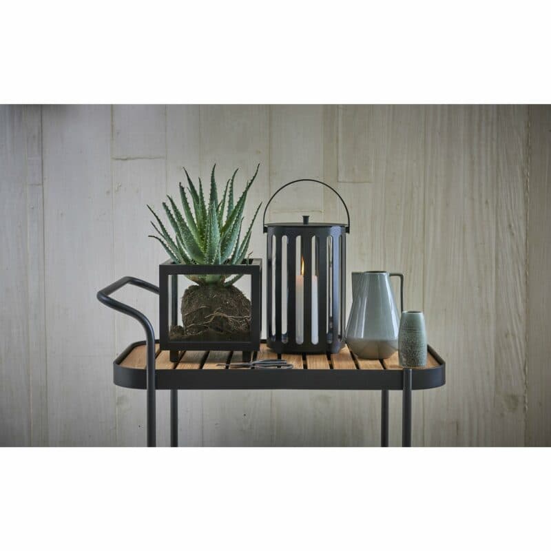 Cane-line "Roll" Teewagen, Aluminium lavagrau mit abnehmbarer Teakplatte