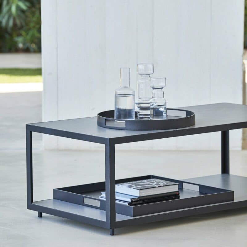 Cane-line Loungetisch "Level", Gestell Aluminium lavagrau, Tischplatte Keramik hellgrau