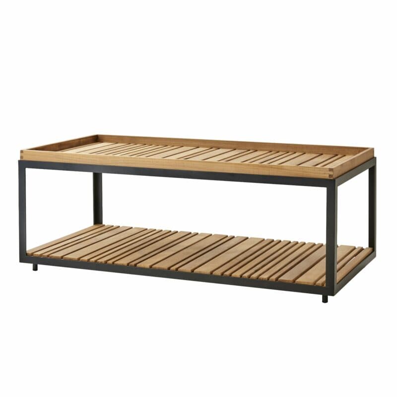 Cane-line Loungetisch "Level" 122 x 62 cm, Gestell Aluminium lavagrau, Tischplatte Teak
