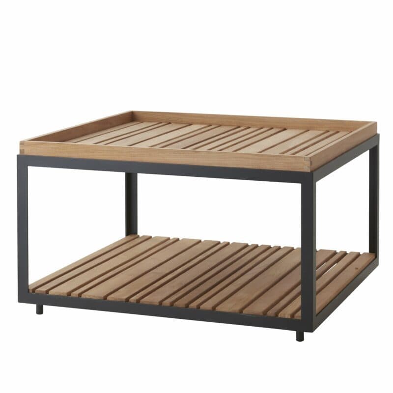 Cane-line Loungetisch "Level" 79 x 79 cm, Gestell Aluminium lavagrau, Tischplatte Teak