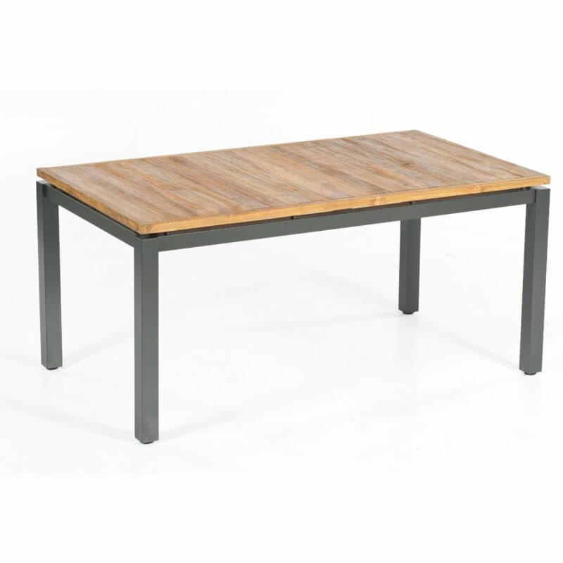 SonnenPartner Tisch 160x90 cm "Base", Gestell Aluminium anthrazit, Tischplatte Pure natur teak