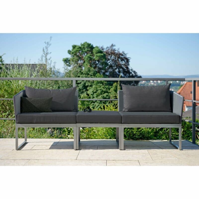 City-Lounge "Donna" von Stern, Gestell Aluminium graphit, Textilgewebe silbergrau, Kissen schiefergrau