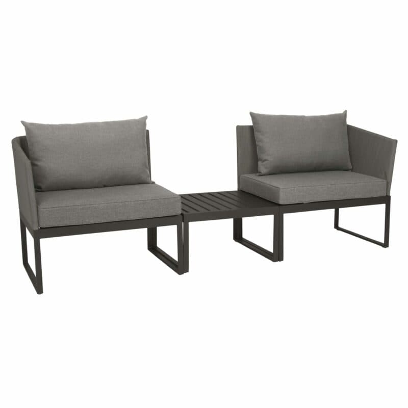 City-Lounge "Donna" von Stern, Gestell Aluminium anthrazit, Textilgewebe silber, Kissen seidengrau