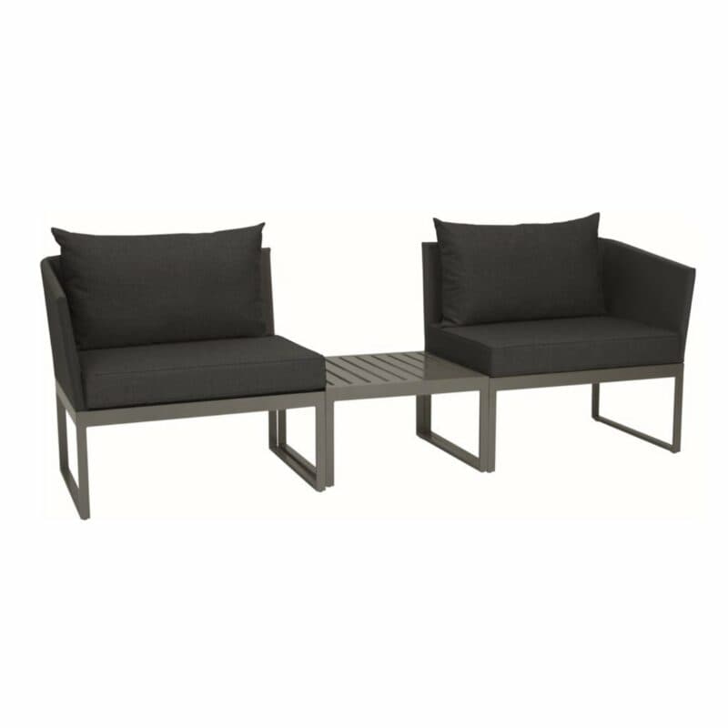 City-Lounge "Donna" von Stern, Gestell Aluminium graphit, Textilgewebe silbergrau, Kissen schiefergrau