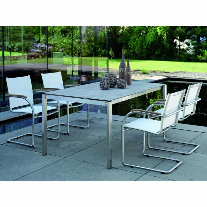 Stern Gartenmöbel-Set mit Freischwinger Mali und Gartentisch Edelstahl/HPL