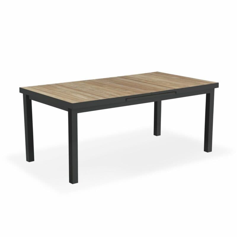 Niehoff Ausziehtisch "Nantes" 180/240x100 cm, Gestell Aluminium anthrazit, Tischplatte Teakholzleisten, Synchronauszug