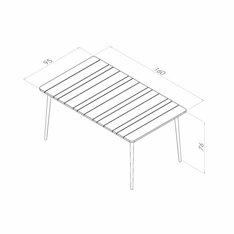 Niehoff Gartentisch "Luna", Gestell Aluminium anthrazit, Tischplatte Teakholz-Lamellen, Größe 160 cm