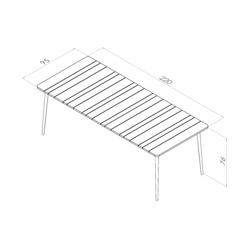 Niehoff Gartentisch "Luna", Gestell Aluminium anthrazit, Tischplatte Teakholz-Lamellen, Größe 220 cm