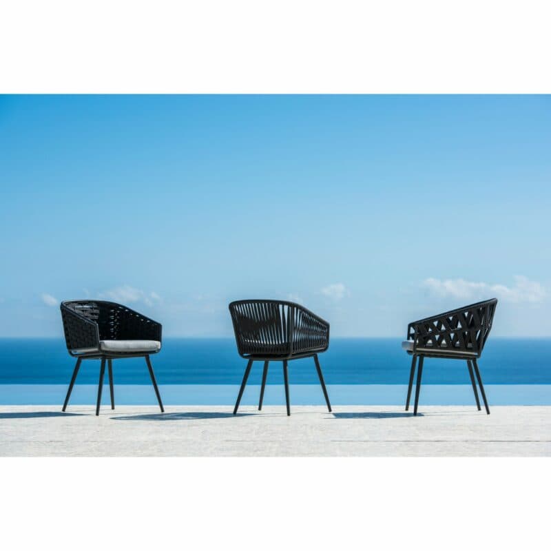 Jati&Kebon Dining-Sessel "Palm", Gestell Aluminium eisengrau, Rope schwarz