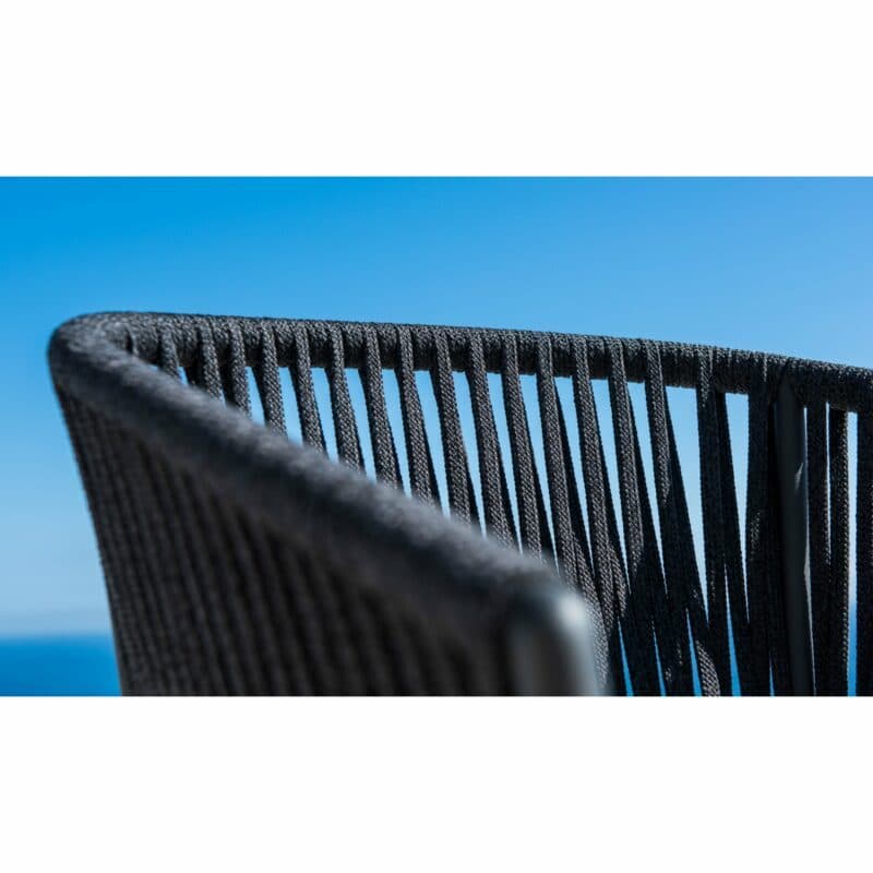 Jati&Kebon Dining-Sessel "Palm", Gestell Aluminium eisengrau, Rope straight weaving schwarz