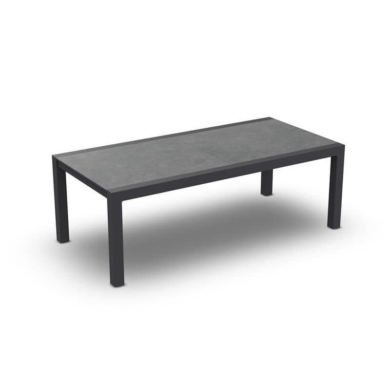 Jati&Kebon Ausziehtisch "Livorno", Gestell Aluminium eisengrau, Tischplatte Keramik Zement hell