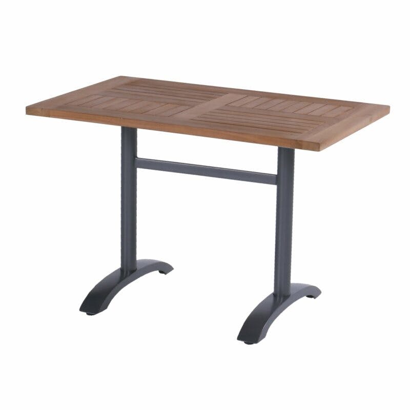Hartman Bistro Table, Gestell Aluminium xerix, Tischplatte Teakholz rechteckig