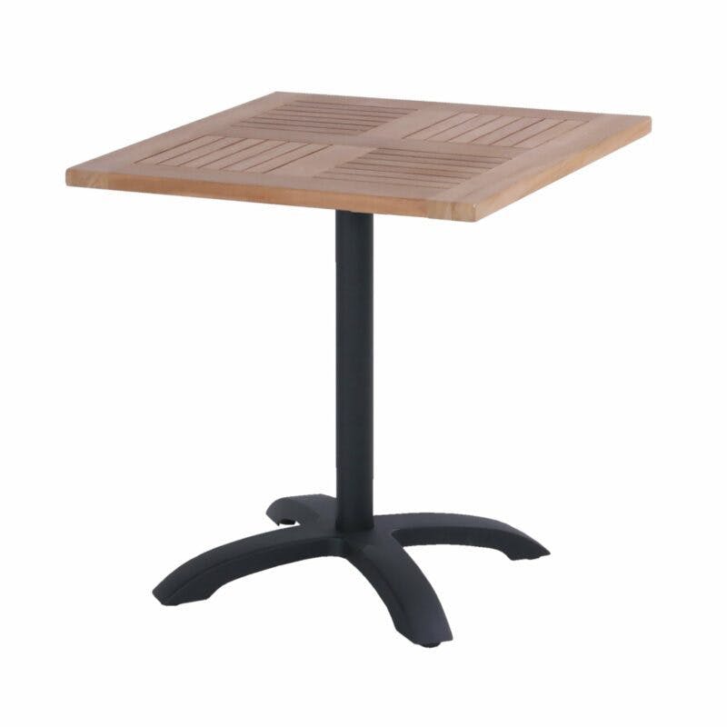 Hartman Bistro Table, Gestell Aluminium carbon black, Tischplatte Teakholz quadratisch