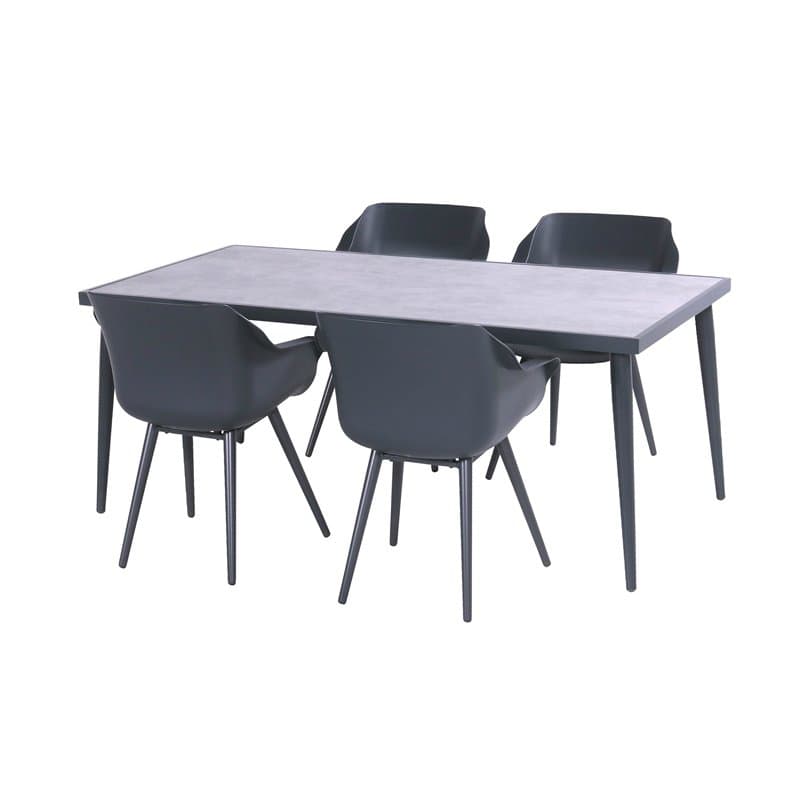 Hartman "Constantine" Gartentisch, Gestell Aluminium xerix, Tischplatte Keramik in grauer Steinoptik mit "Sophie Studio" Armchair
