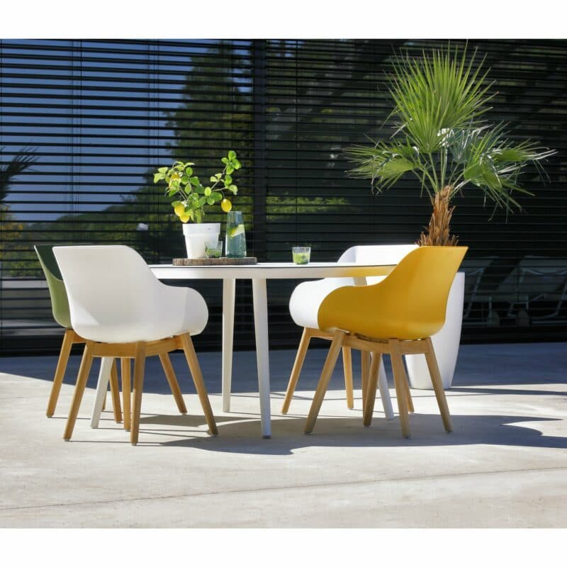 Hartman Sophie Studio Table, rund, Gestell Aluminium royal white, Tischplatte HPL white