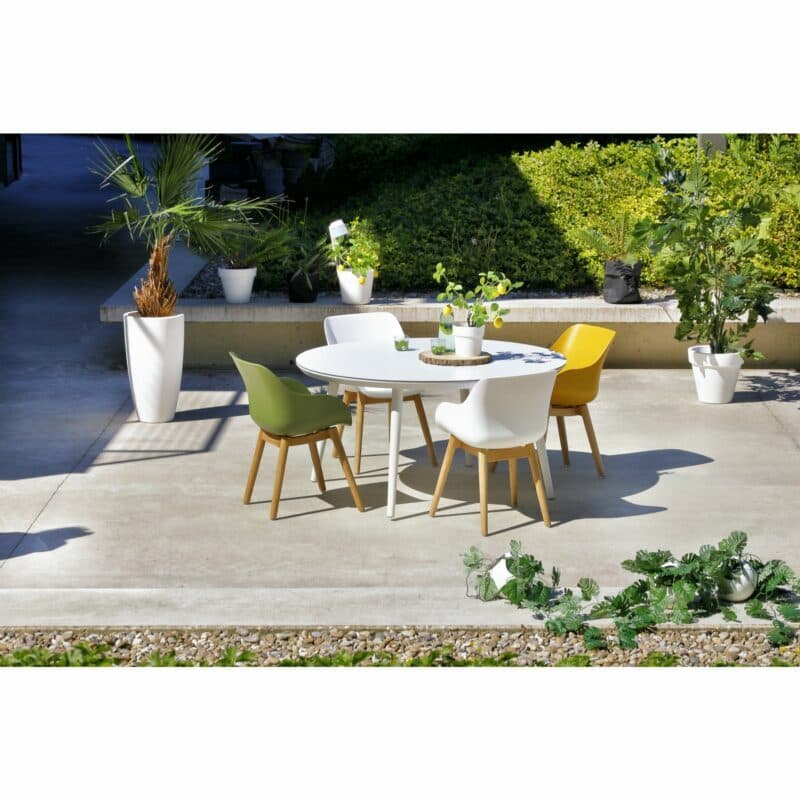 Hartman Sophie Studio Table, rund, Gestell Aluminium royal white, Tischplatte HPL white