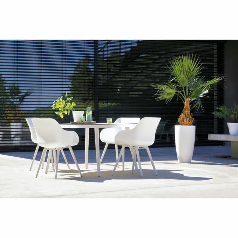 Hartman Sophie Studio Table, rund, Gestell Aluminium royal white, Tischplatte HPL white