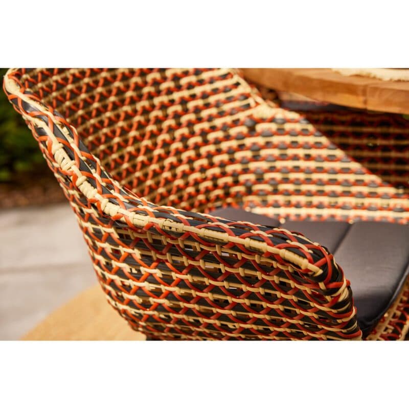 Hartman "Delphine" Gartenstuhl, Gestell Aluminium carbon black, Sitzfläche Coral red, mit Sitzkissen dark grey