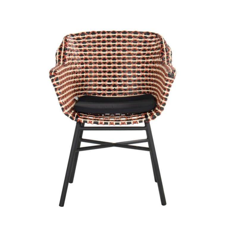 Hartman "Delphine" Gartenstuhl, Gestell Aluminium carbon black, Sitzfläche Coral red, mit Sitzkissen dark grey